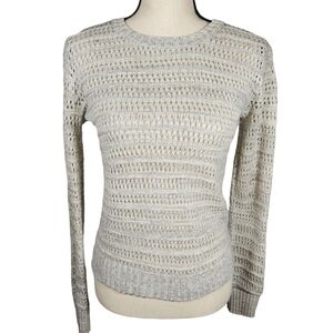 Open Knit Pull Over Sweater, Grey, Small